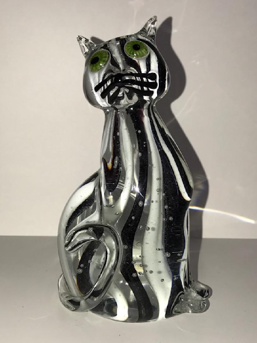 Vintage MURANO Striped Art Glass Cat: Vintage MURANO Striped Art Glass Cat