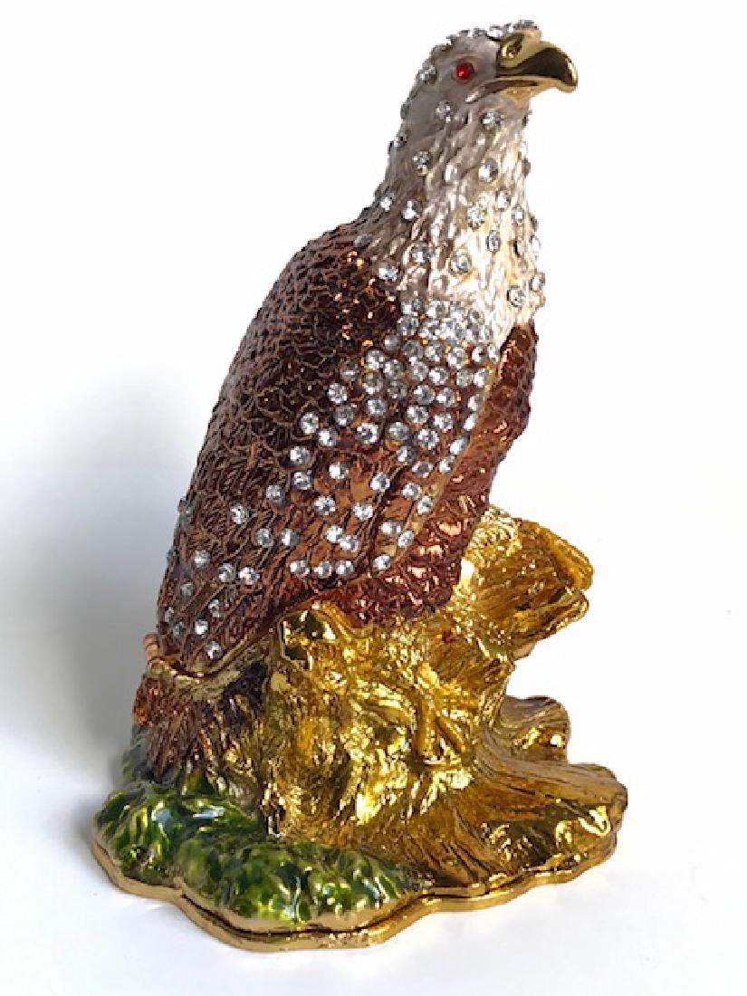 Large Studded & Enameled BALD EAGLE Trinket Box: Large Studded & Enameled BALD EAGLE Trinket Box
