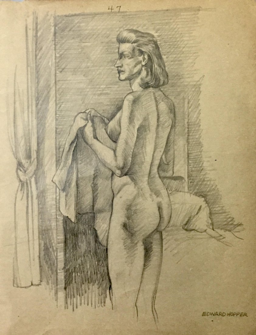 EDWARD HOPPER (1882-1967): EDWARD HOPPER (1882-1967) Attrib., Title: Untitled, Medium: Pencil on paper, Date: Circa 1950, Size: 10 x 8 in. COA. Was an American Modern master, famous for his realist oil paintings of both rural a