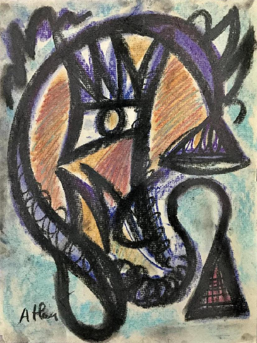JEAN-MICHEL ATLAN (1913-1960): JEAN-MICHEL ATLAN (1913-1960) Attrib., Title: Untitled, Medium: Pastel on paper, Date: Circa 1950, Size: 12 ½ x 9 ½ In. COA. Was a self-taught artist associated with the Dutch-based avant-garde move