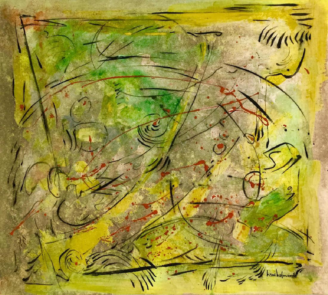 HANS HOFMANN (1880-1966): HANS HOFMANN (1880-1966) Attrib., Title: Untitled, Medium: Mixed media on cardboard, Date: 1962, Size: 17 ½ x 19 ½ in. COA. Was a German-American Abstract Expressionist painter regarded as one of th