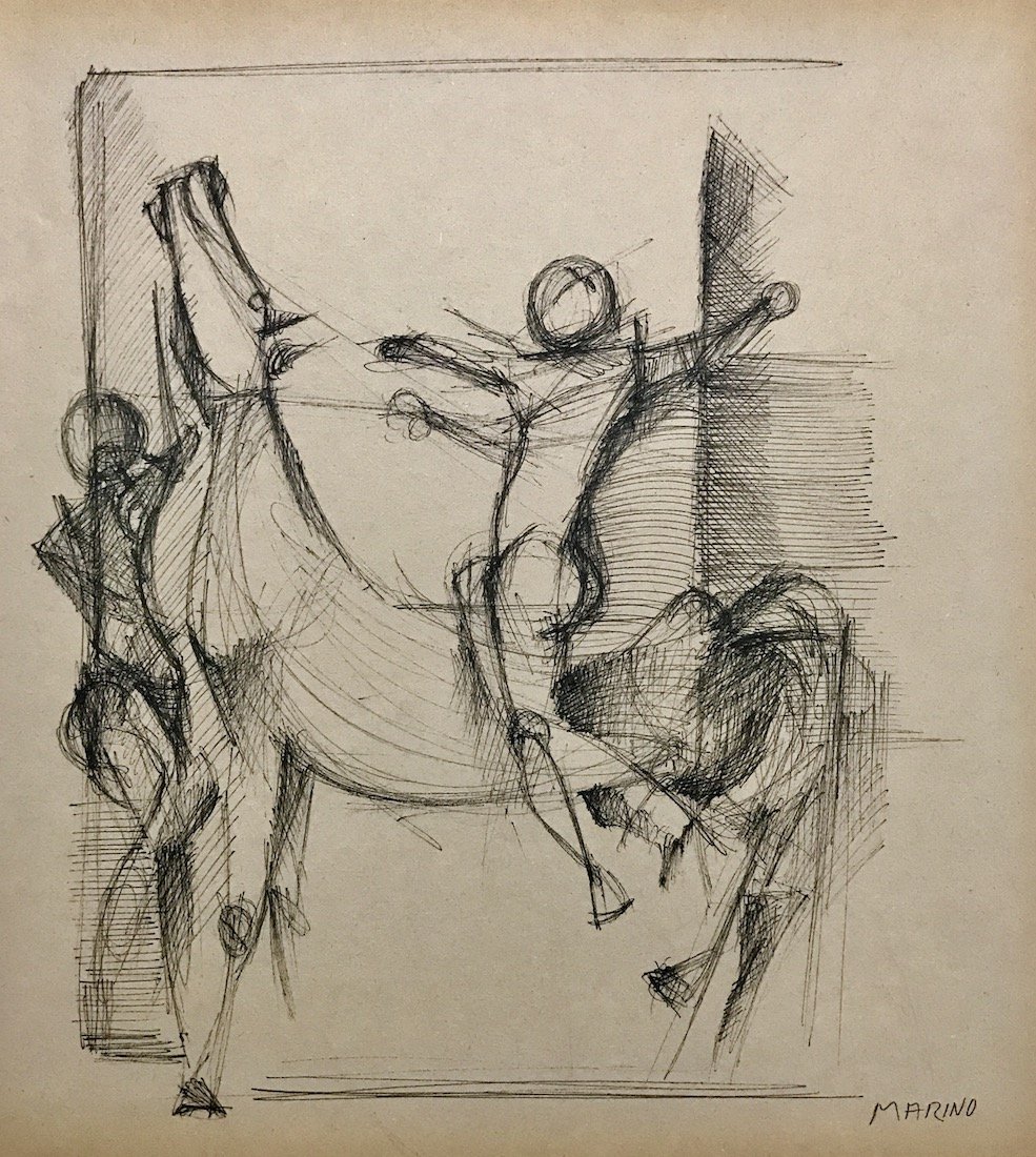 MARINO MARINI (1901-1980): MARINO MARINI (1901-1980) Attrib., Title: Untitled, Medium: Mixed media on paper, Date: Circa 1970, Size: 18 ¾ x 12 ¼ in. COA. Was an Italian artist best known for his figurative equestrian sculptur