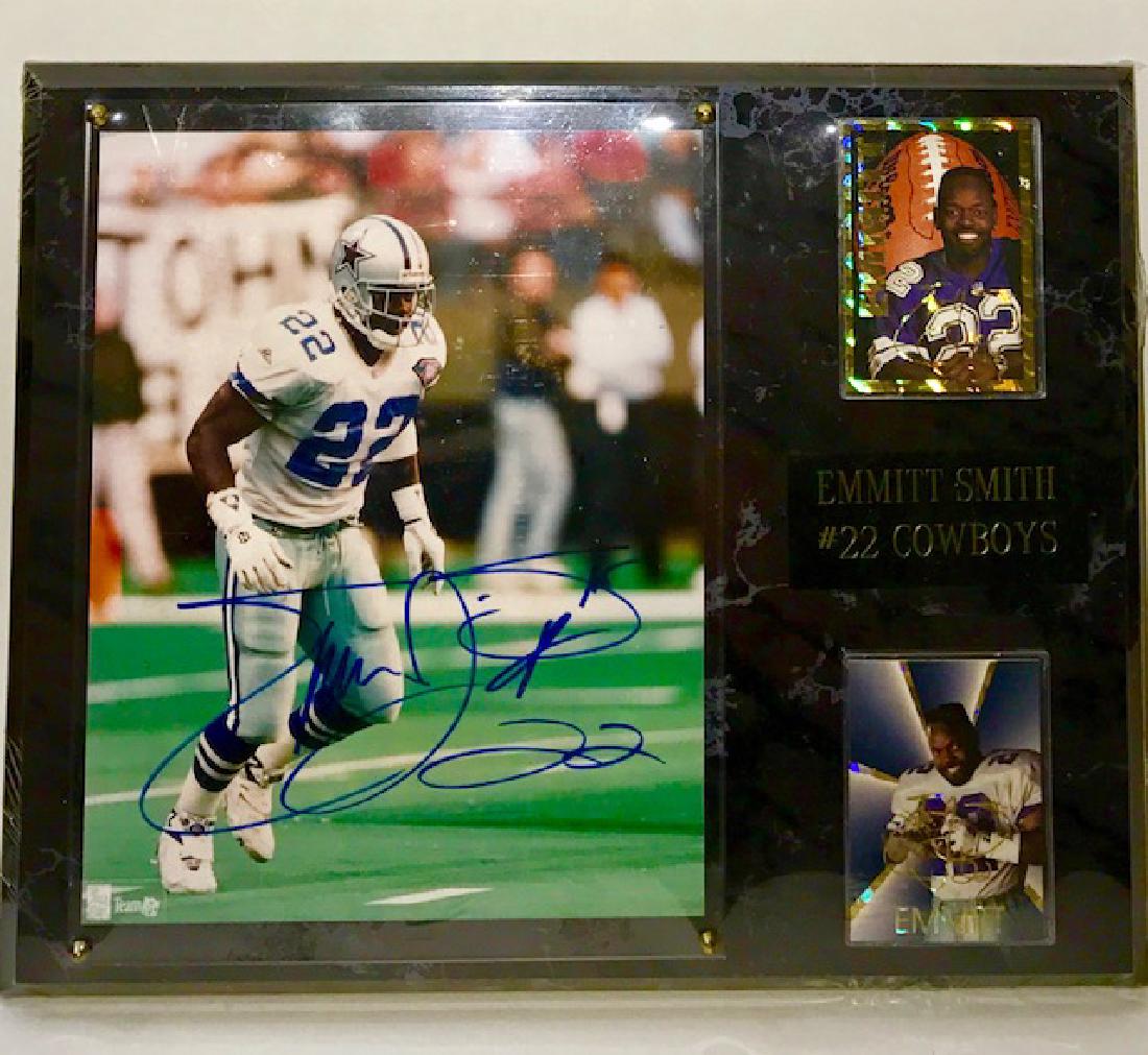 Authentic Hand Signed EMMITT SMITH Collage Plaque: Comes with COA – Marbleized Plaque – 13” x 11” Still Shrink Wrapped – See all Photos