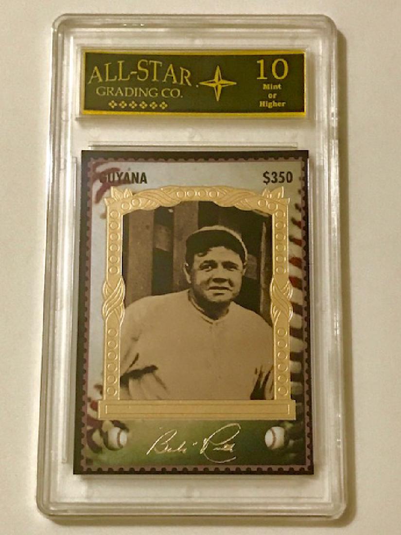 Gold Foil Signed BABE RUTH Gem 10 Baseball Card: “GUYANA” – Rare Facsimile Autographed
