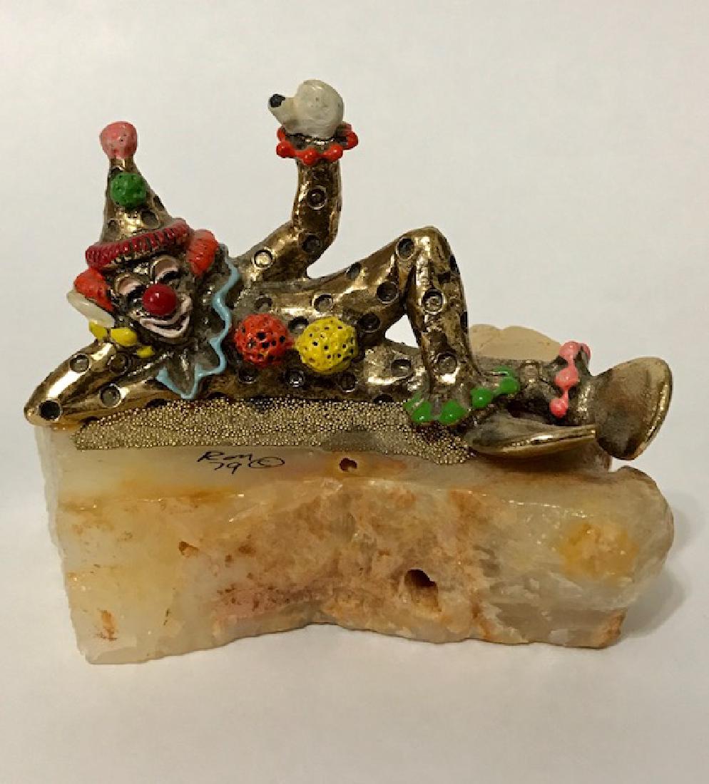 Vintage RON LEE Pewter/Gold/Onyx Clown Figure: Vintage RON LEE Pewter/Gold/Onyx Clown Figure