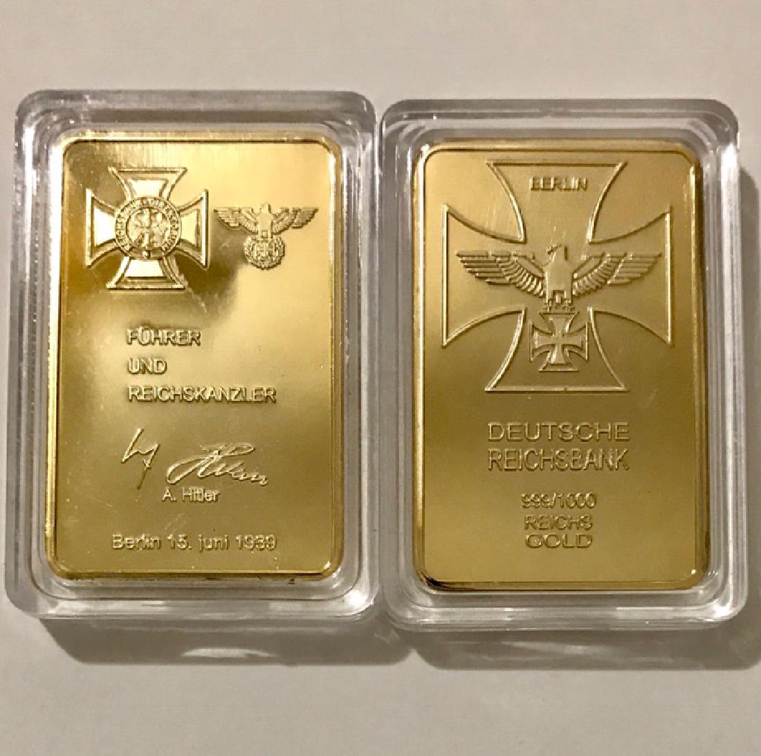 1939 ADOLF HITLER .999/1000 Gold clad Bullion Bar: Multiple Photos Posted