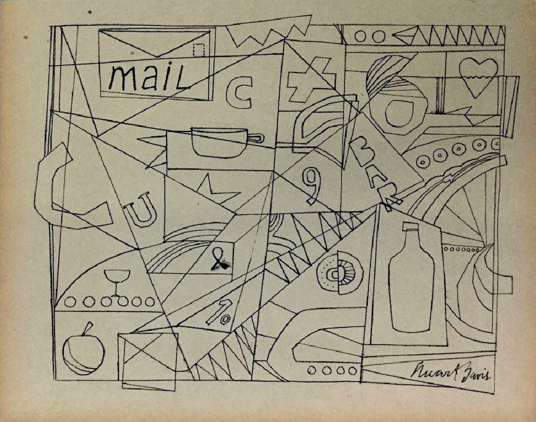 STUART DAVIS (1892-1964) Attrib.: STUART DAVIS (1892-1964) Attrib, Title: Untitled, Medium: Ink on paper, Date: c.1930, Size: 11 x 14 in. CAV. Was an American Modernist painter best known for his brilliantly colored geometric abstract