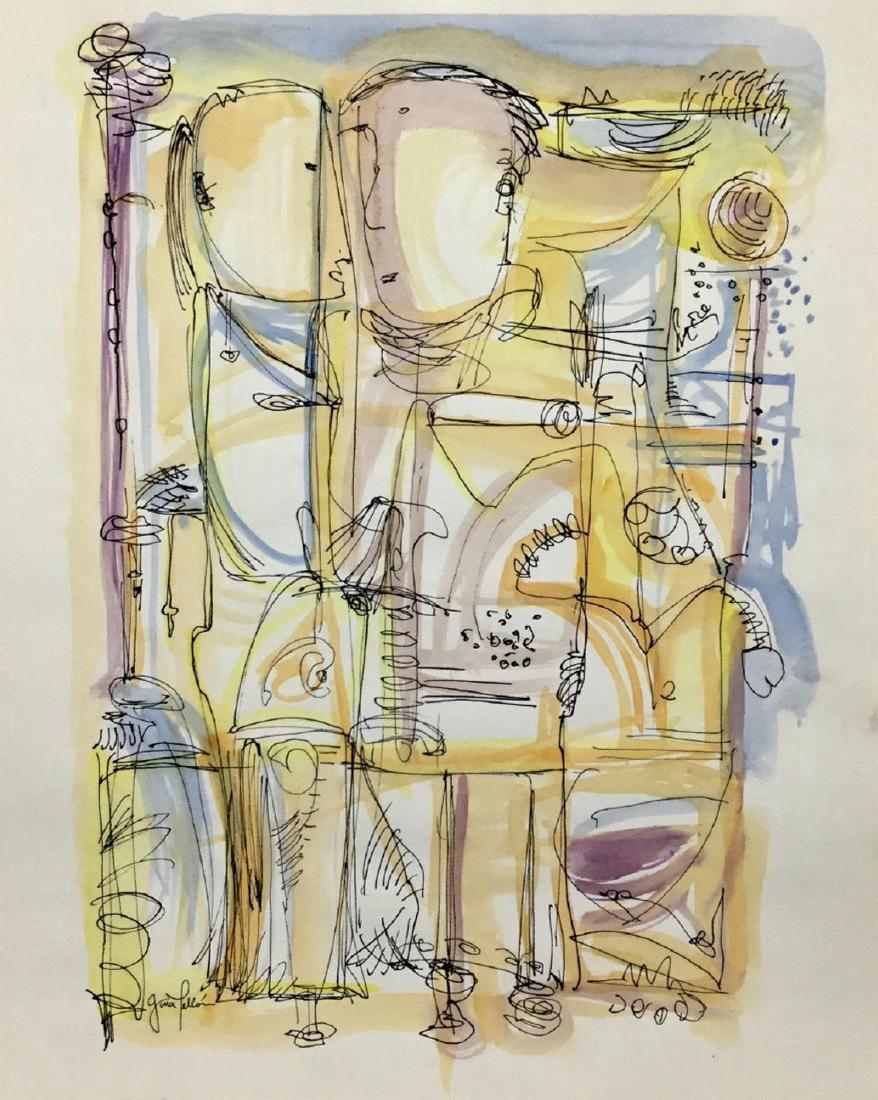 GINA PELLON (1926-2014): GINA PELLON (1926-2014) Title: Untitled, Medium: Mixed media on paper, Date: c 1970, Size: 13.75 x 11 in. COA. Was born in 1926 in Cumanayagua, Las Villas, Cuba. She was a well-known artist who lived