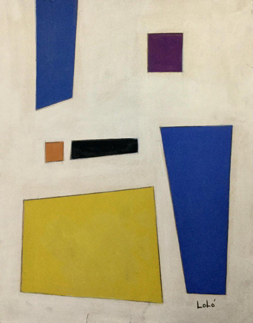 LOLO SOLDEVILLA (1901-1971): LOLO SOLDEVILLA (1901-1971) Title: Composition, Mixed Media on Paper, Date: c 1951, Size: 12.50 x 9.75 in. COA. Was a Cuban visual artist who was born in 1901. Lolo Soldevilla has had several gallery 