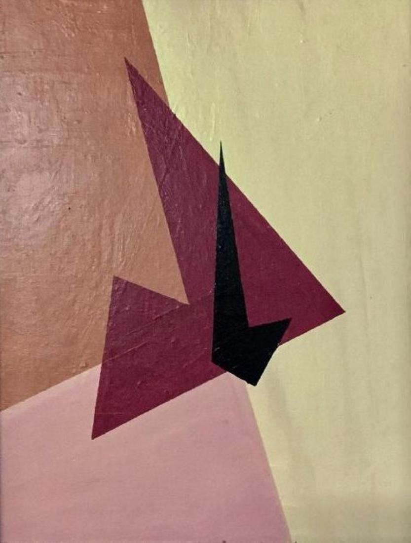 JUDITH LAUAND (1922-1994): JUDITH LAUAND (1922-1994) Title: Untitled, Medium: Oil on board, Date: c. 1966, Size: 14 x 11 in. COA. Concrete, pop and experimental painter. In 1950, she graduated from the School of Fine Arts of Ar
