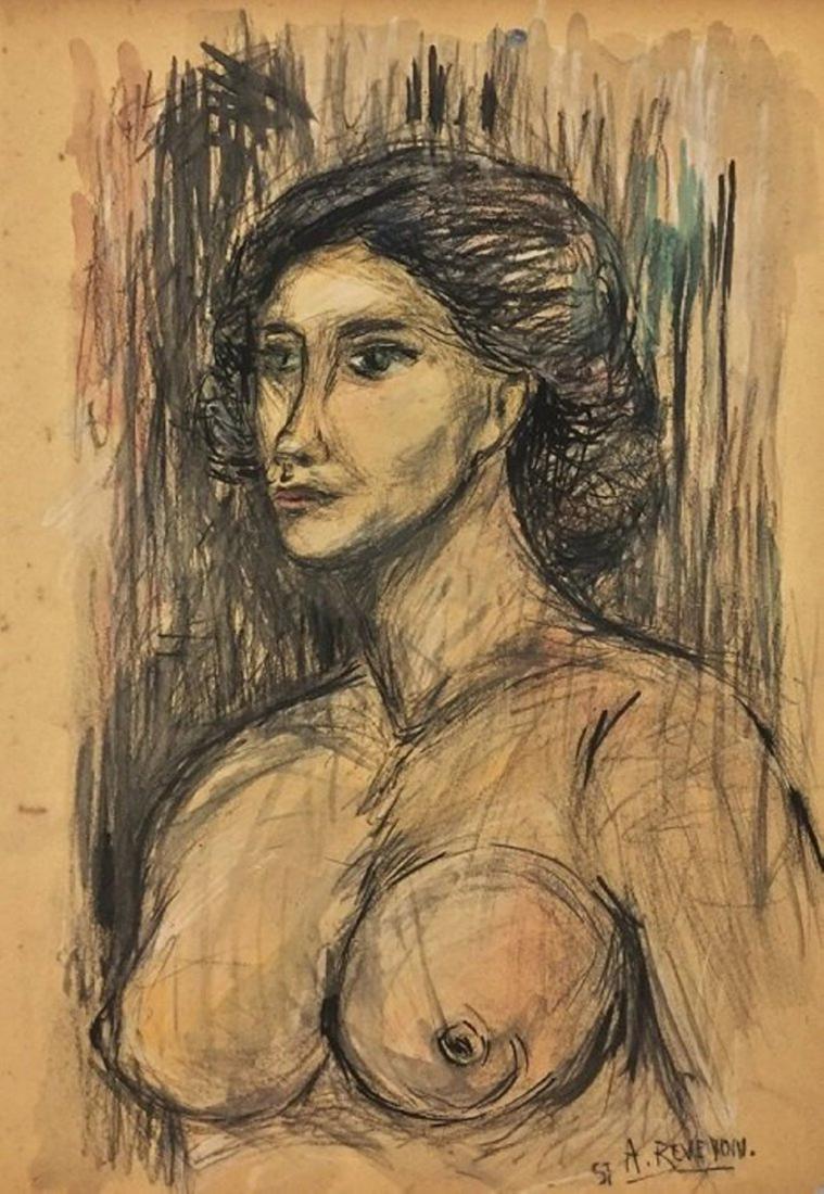 Signed A. REVERON, Mixed Media on Paper: Title: Untitled, Medium: Mixed Media on Paper, Date: 1951, Size: 16 x 12 in.