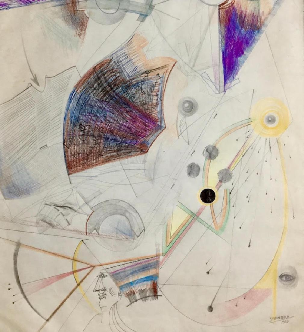 SAUL STEINBERG, Mixed media on paper: SAUL STEINBERG (1914-1999) Title: Untitled, Medium: Mixed media on paper, Date: 1970, Size: 17.50 x 16.50 in. (Attrib.). Was a Romanian cartoonist and illustrator best known for his iconic contributio