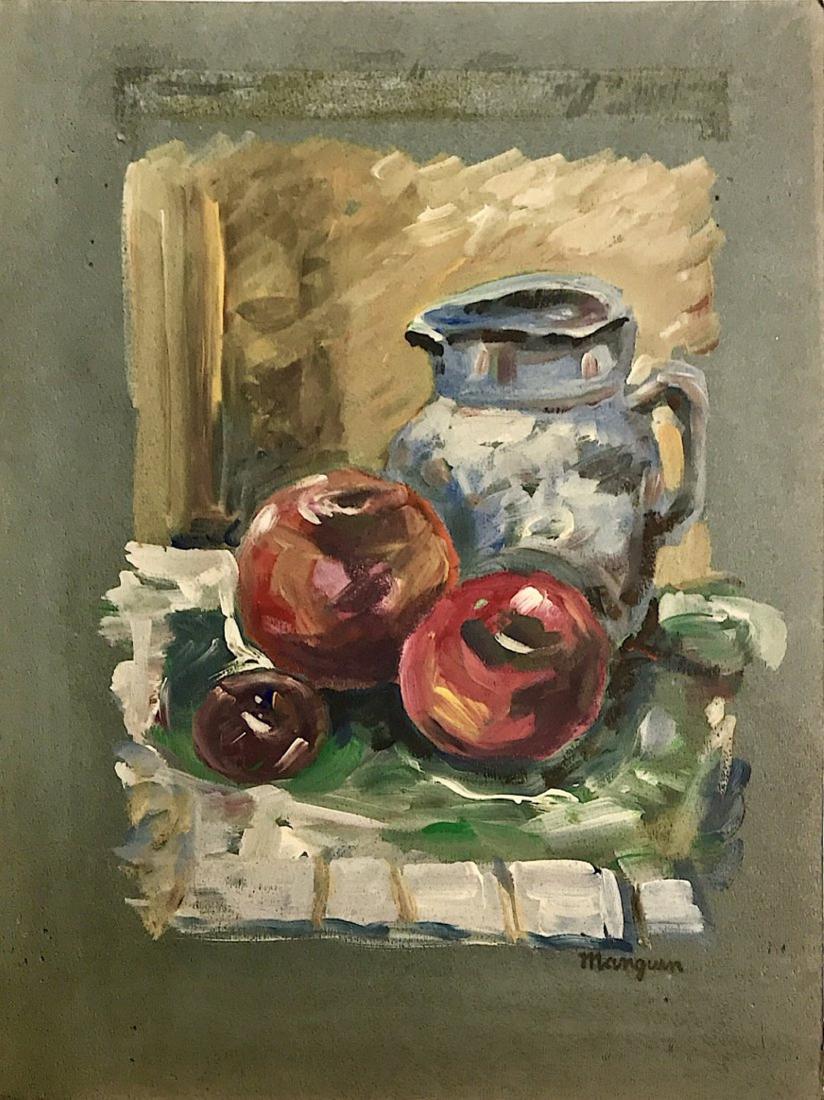 HENRI CHARLES MANGUIN, Tempera on cardboard: HENRI CHARLES MANGUIN (1874-1949) Title: Untitled (Nature morte), Medium: Tempera on cardboard, Size: 15.75 x 11.75 in, Date: c. 1947. (Attrib.). Was a French painter, associated with the Fauves. Mang