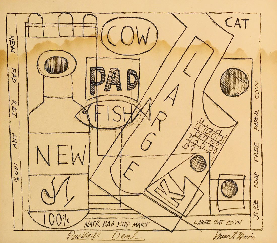 STUART DAVIS, Ink on paper: STUART DAVIS (1892-1964) Title: Untitled, Medium: Ink on paper, Date: c. 1930-40, Size: 10.50 x 11.75 in. (Attrib.) Was an American Modernist painter best known for his brilliantly colored geometric a