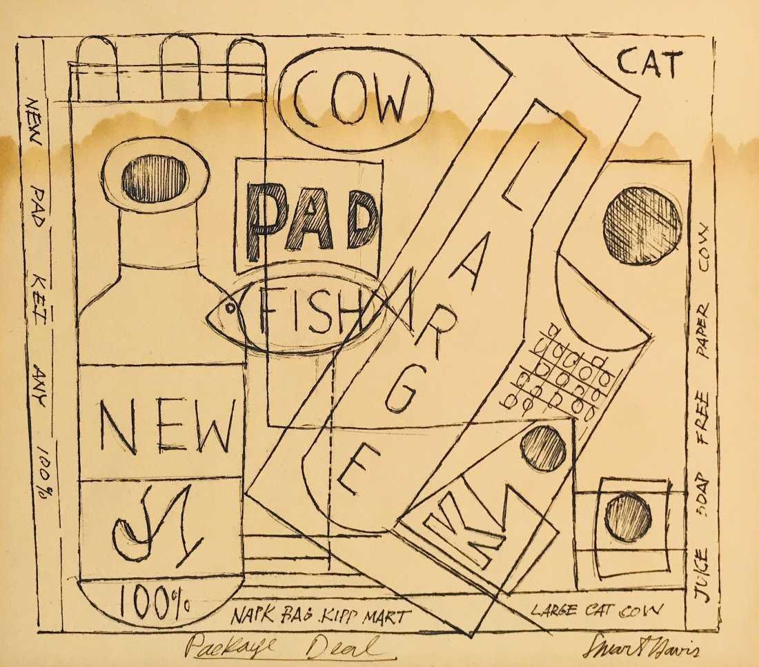 STUART DAVIS, Ink on Paper: STUART DAVIS (1892-1964) Title: Untitled, Medium: Ink on Paper, Date: c. 1930-40, Size: 10.50 x 11.75 in. (Attrib.) Was an American Modernist painter best known for his brilliantly colored geometric a