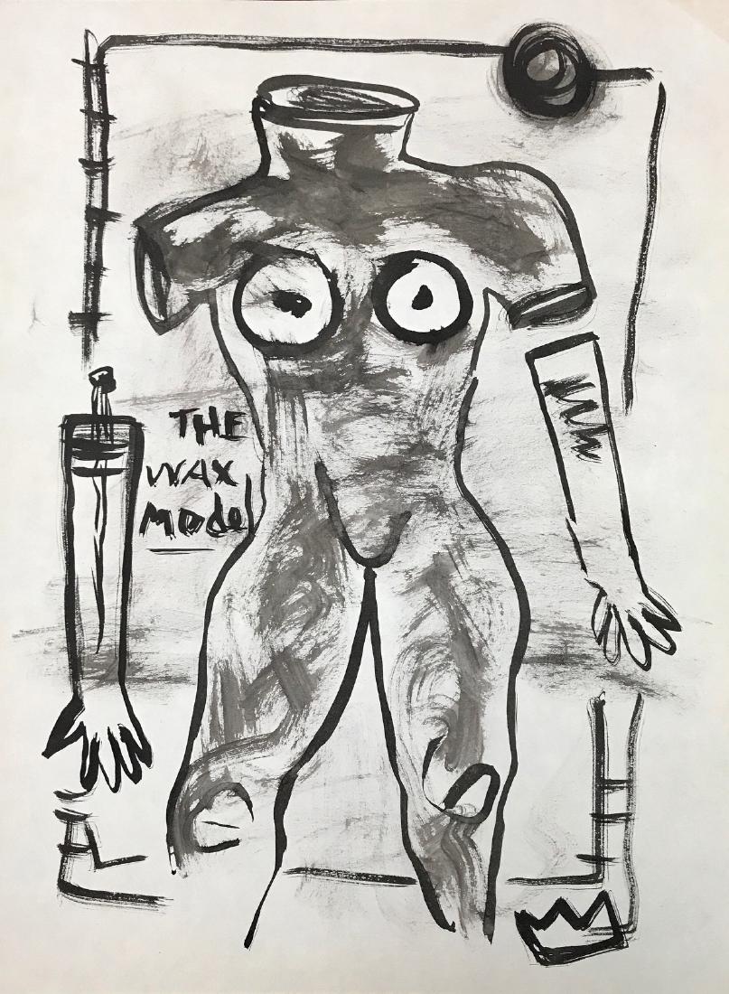 JEAN-MICHEL BASQUIAT, Gouache on Paper: JEAN-MICHEL BASQUIAT (American, 1960-1988) Title: Untitled (The Wax Model), Medium: Gouache on Paper, Date: c. 1985, Size: 14 x 11 in. (Attrib.) Was an influential African-American artist who rose to 