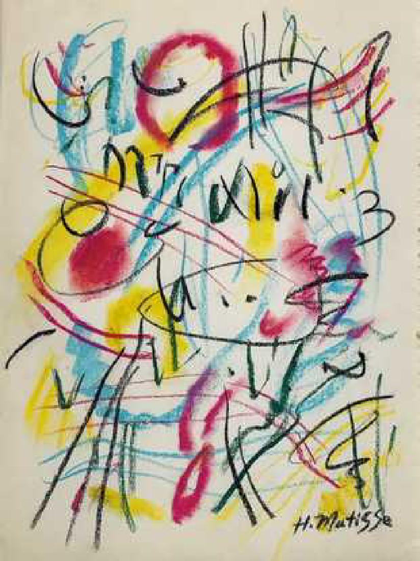 HENRI MATISSE, Pastel on paper: HENRI MATISSE (1869-1954) Title: Untitled, Medium: Pastel on paper, Date: c. 1950, Size: 14 x 11 in. (Attrib.) Was one of the giants of 20th century art. Along with his friend and peer Pablo Picasso,