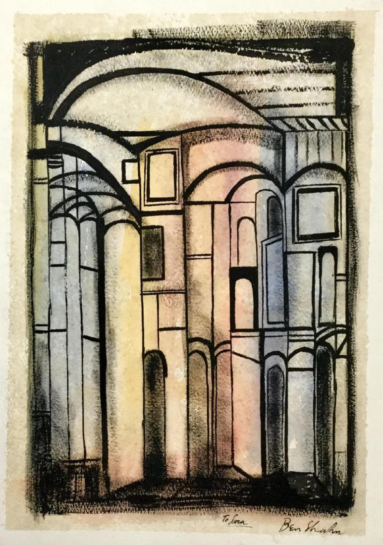 BEN SHAHN, Gouache on Cardboard: BEN SHAHN (1898-1969) Title: Untitled, Medium: Gouache on Cardboard, Date: c. 1960, Size: 14.25 x 10 in. (Attrib.) Was an American artist and member of the Social Realist movement. His expressive figu