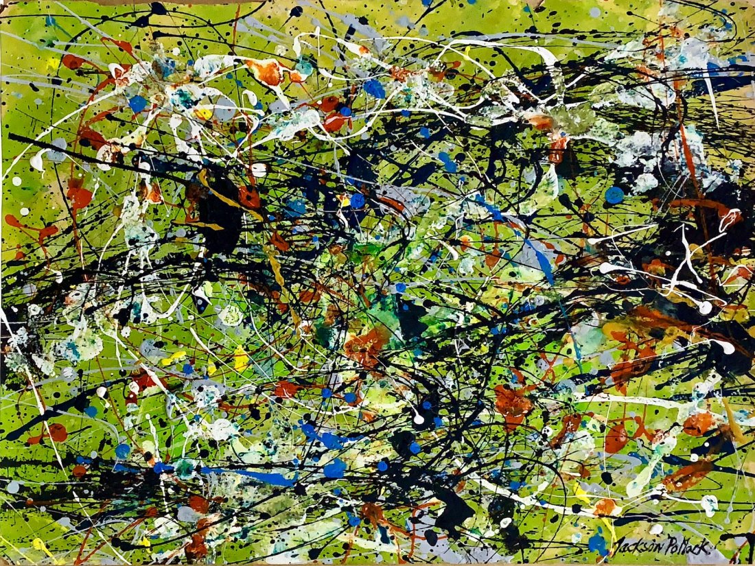 JACKSON POLLOCK, Mixed Media on Paper: JACKSON POLLOCK (1912-1956) Title: Untitled, Medium: Mixed Media on Paper, Size: 11 x 14 in, Date: c. 1950. Private Collection. Certificate of Attribution. Was one of the most famous Post-War American