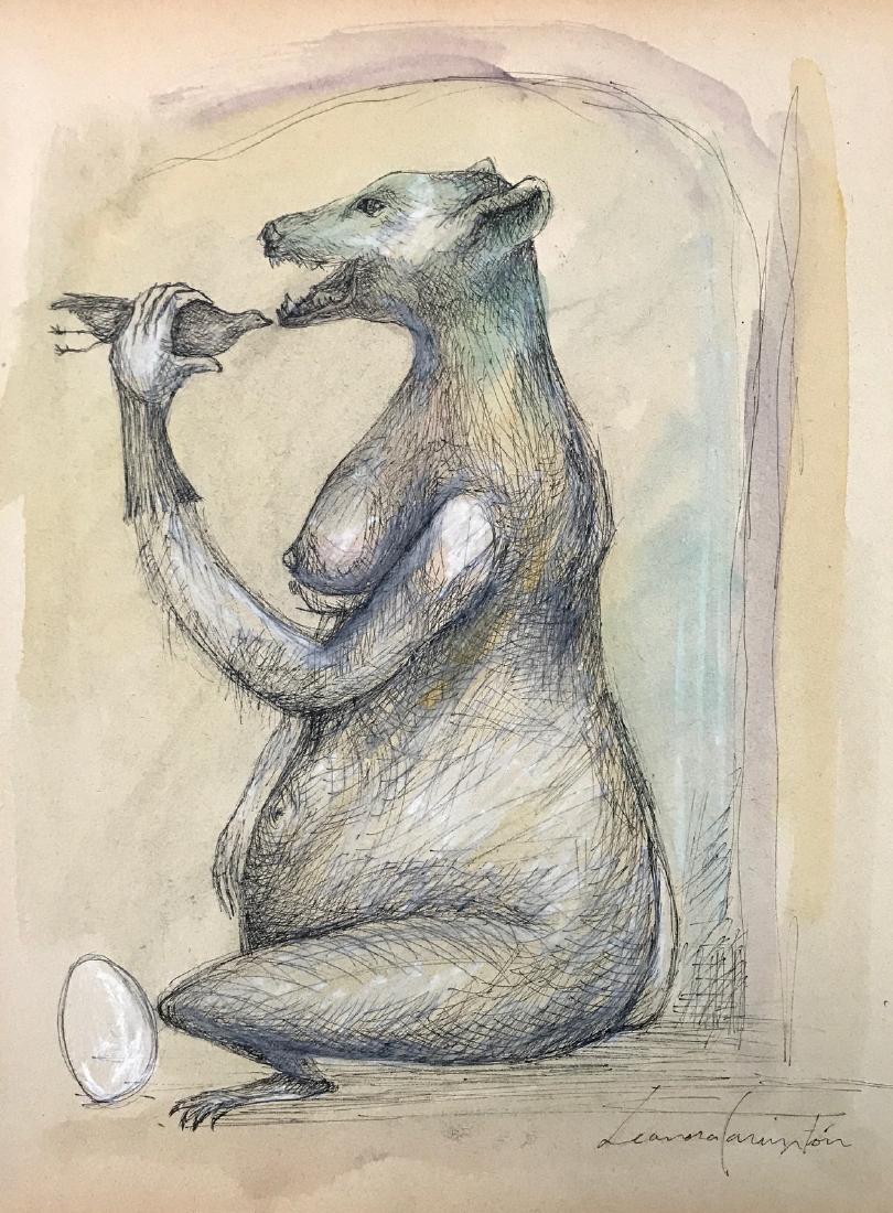 LEONORA CARRINGTON, Mixed Media on Paper (Attrib): LEONORA CARRINGTON (1917-2011) Title: Untitled, Medium: Mixed Media on Paper, Size: 11.75 x 9.75 in, Date: c. 1960-70. w/C. of Attrib. Was a British-Mexican Surrealist painter and a founding member of