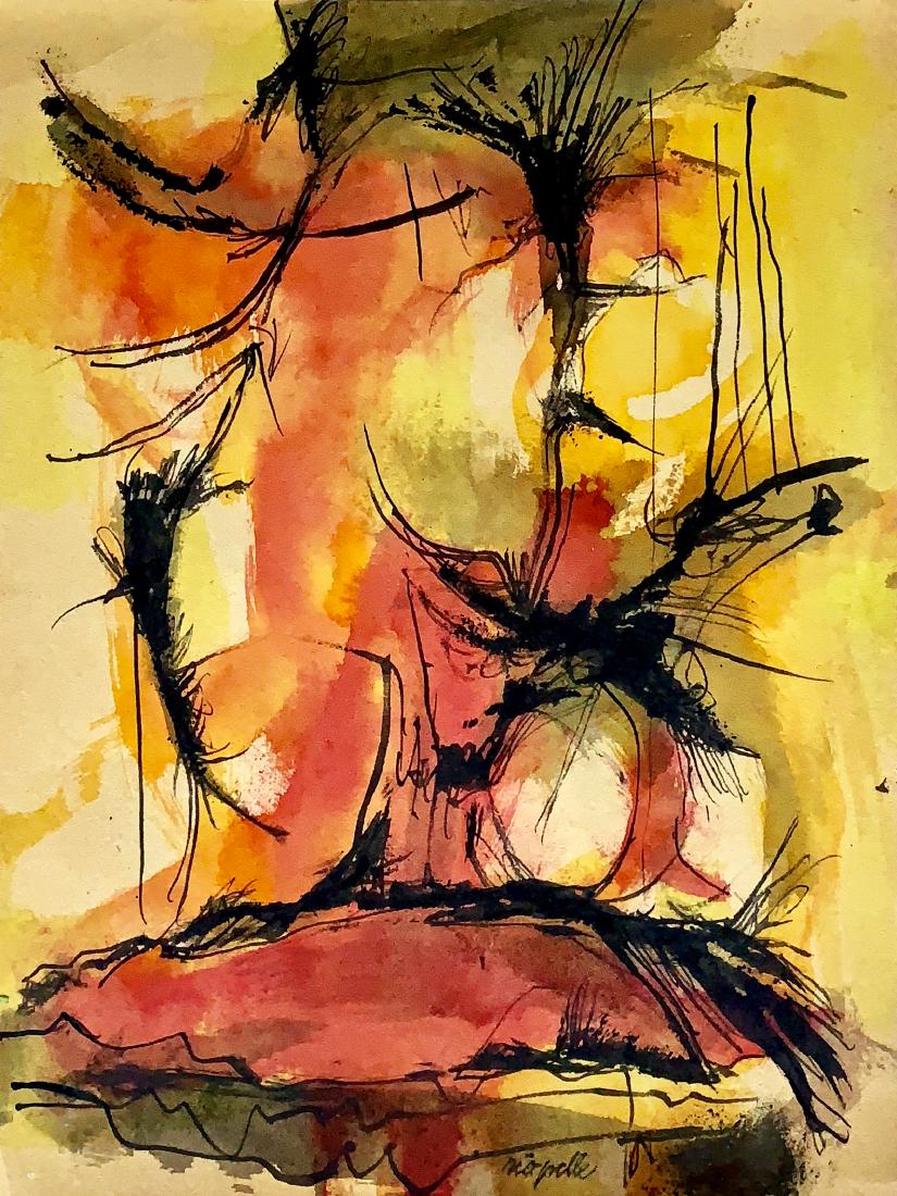 JEAN-PAUL RIOPELLE, Mixed Media on Paper (Attrib): JEAN-PAUL RIOPELLE (1923-2002) Title: Untitled, Medium: Mixed Media on Paper, Size: 12.25 x 9.25 in, Date: c. 1965-70. Private Collection. w/C. of Attrib. Was a Canadian Abstract Expressionist best kn