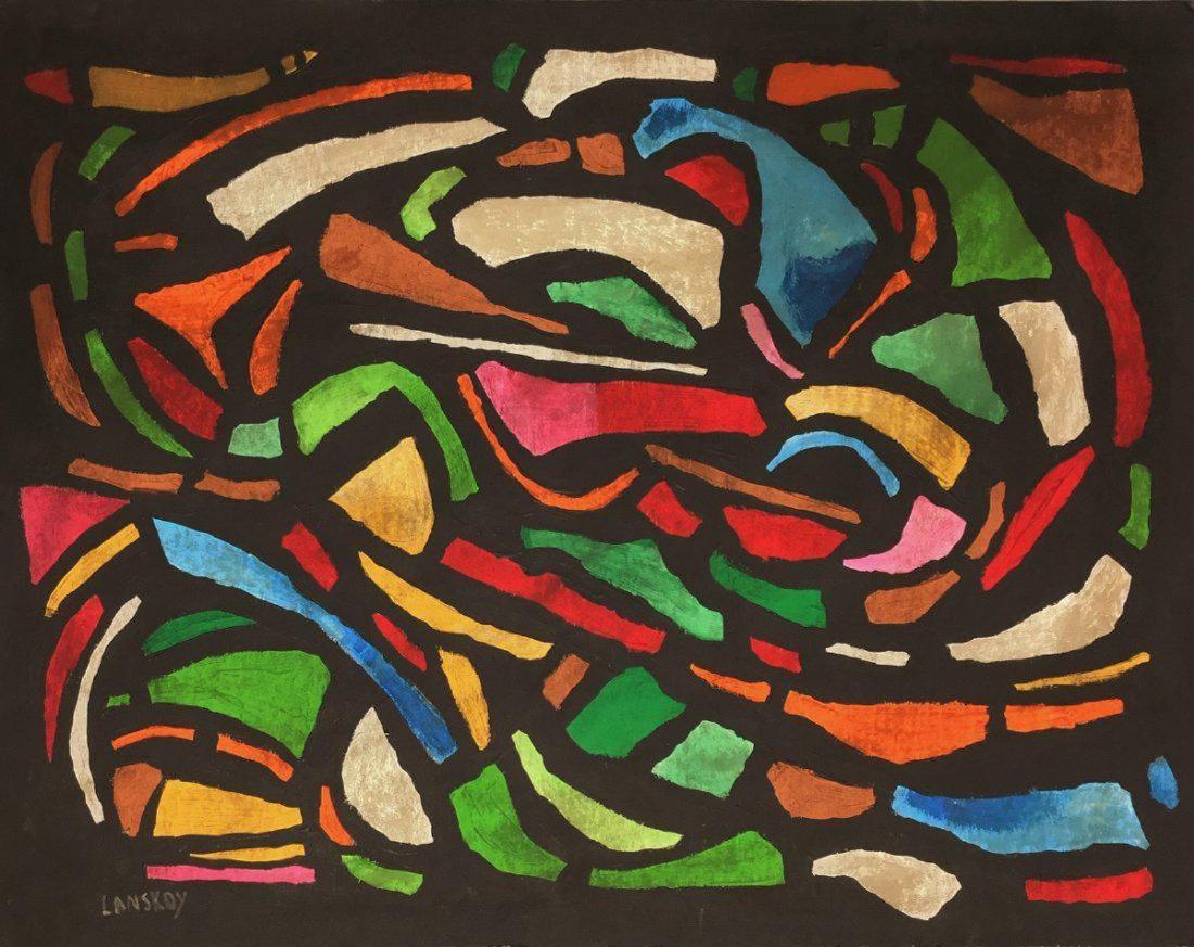 ANDRE LANSKOY, Mixed Media on Heavy Paper (Attrib): ANDRE LANSKOY (Russian, 1902-1976) Title: Untitled (Composition), Medium: Mixed Media on Heavy Paper, Date: c. 1950, Size: 19 x 24 in. w/C. of Attrib. Is associated with the post-war school of Tachism