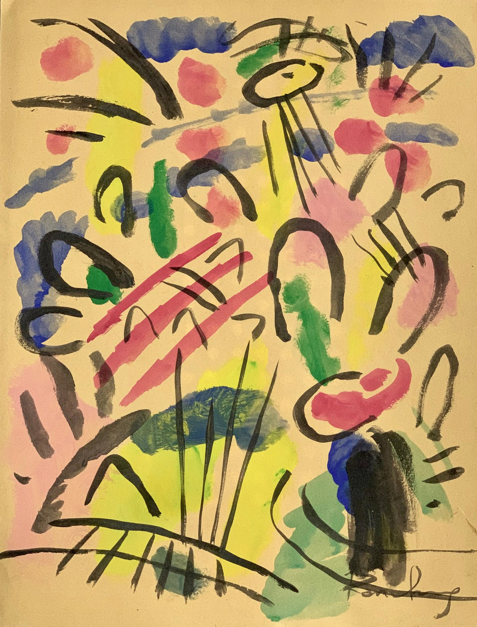 WASSILY KANDINSKY, Watercolor on Paper (Attrib.): WASSILY KANDINSKY (1866-1944) Title: Untitled, Medium: Watercolor on Paper, Size: 12.25 x 9.25 in, Date: c. 1913-21. C. of Attrib. Was a Russian artist whose vibrant abstract paintings pioneered Non-O