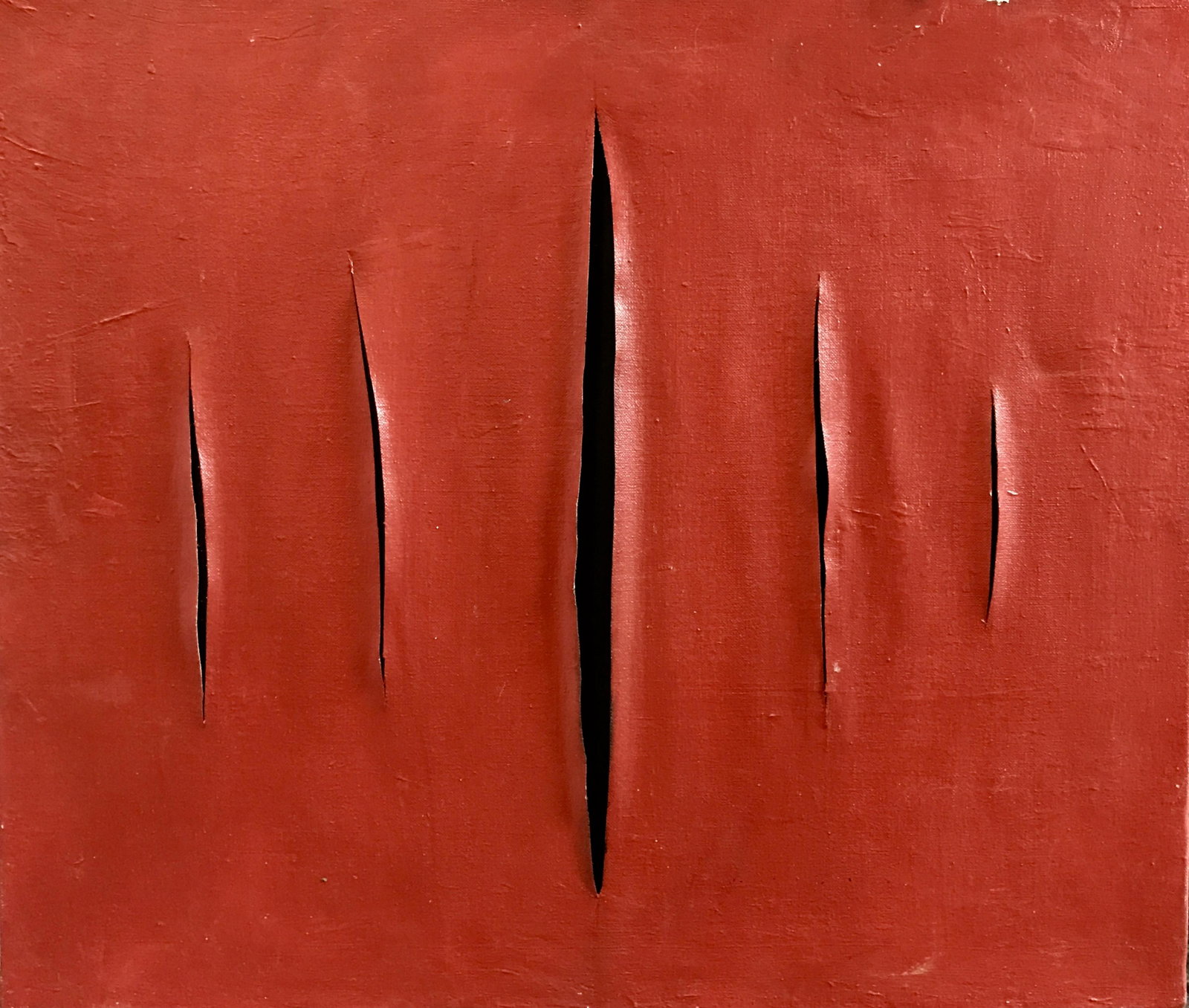 LUCIO FONTANA, Oil on Canvas (Attrib): LUCIO FONTANA (1899-1968) Title: Untitled (Concetto Spaziale), Medium: Oil on Canvas, Size: 18 x 21 in, Date: c. 1960-68. w/C. of Attribution. Was an Argentine-Italian artist known as the founder of S