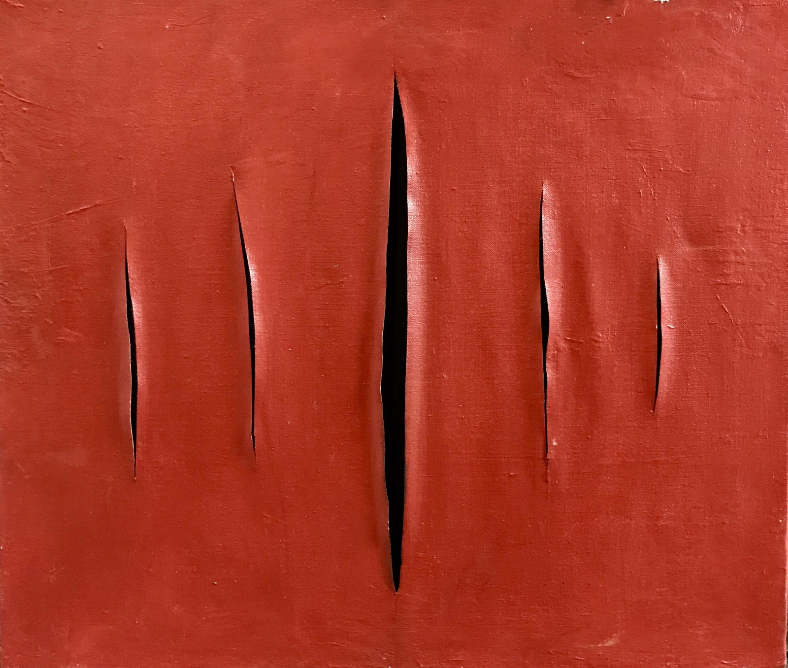 LUCIO FONTANA, Oil on Canvas (Attrib): LUCIO FONTANA (1899-1968) Title: Untitled (Concetto Spaziale), Medium: Oil on Canvas, Size: 18 x 21 in, Date: c. 1960-68. w/COA of Attrib. Was an Argentine-Italian artist known as the founder of Spati