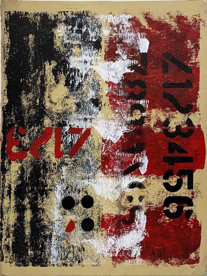 JASPER JOHNS, Mixed Media on Cardboard (Attrib): JASPER JOHNS (American, born. 1930) Title: Untitled, Medium: Mixed Media on cardboard, Date: 1982, Size: 17.50 x 13.50 in. w/C. of Attribution. Is an iconic American artist who came to define the peri