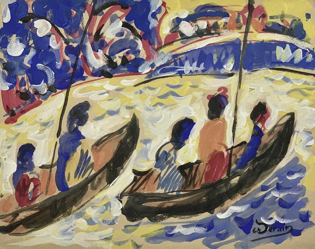 ANDRE DERAIN, Watercolor on Paper (Attrib.): ANDRE DERAIN (1880-1954) Title: Untitled, Medium: Watercolor on Paper, Date: c. 1930-35, Size: 9 x 11.50 in. w / C. of Attribution. Was a French painter who, along with Henri Matisse, co-founded the F