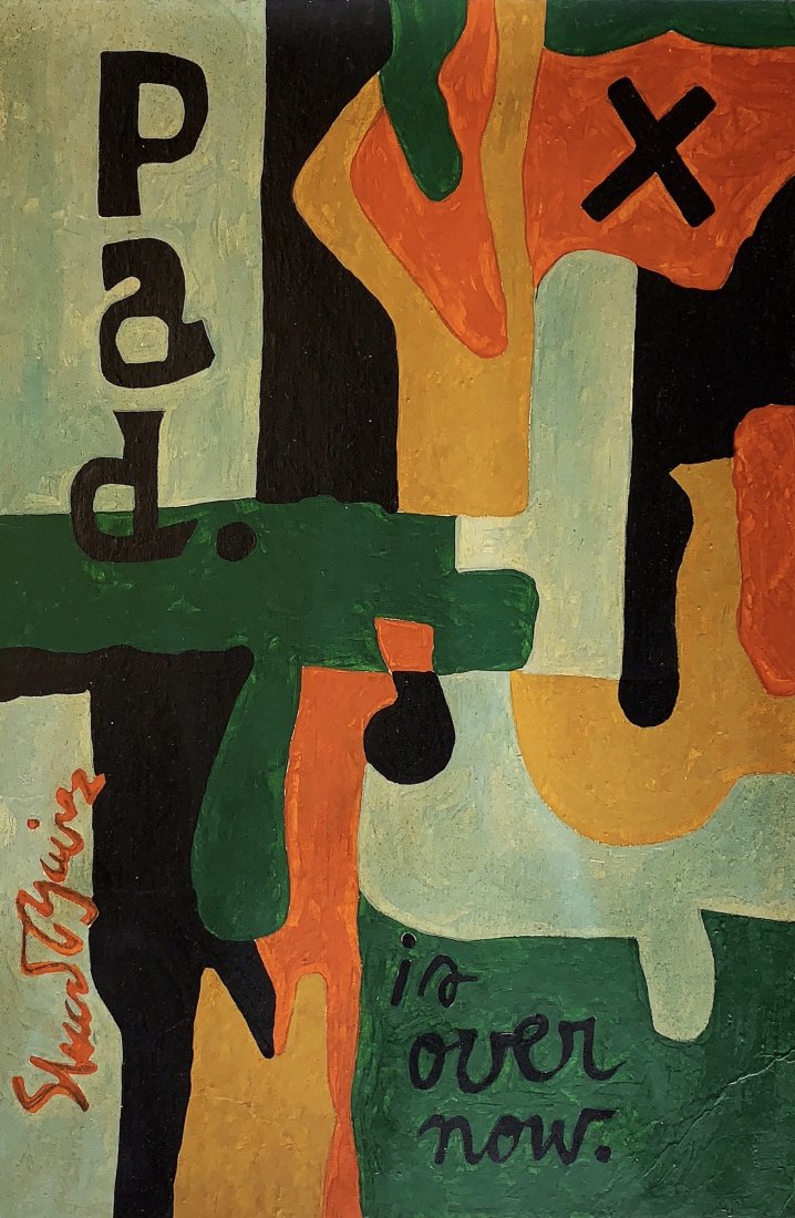 STUART DAVIS, Tempera on board (Attrib): STUART DAVIS (1892-1964) Title: Untitled, Medium: Tempera on board, Date: c. 1955-60, Size: 18" x 12" (in). w / C. of Attribution. Was an American Modernist painter best known for his brilliantly colo