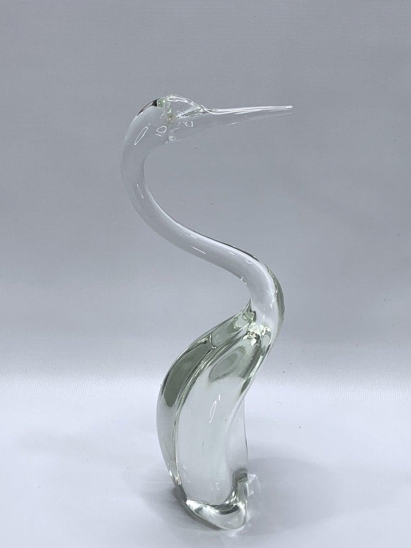 BEAUTIFUL DAUM CRYSTAL FIGURE OF SWAN (CRANE).: BEAUTIFUL DAUM CRYSTAL FIGURE OF SWAN (CRANE), Collectible, 9.50" H x 3.50" W, Signed. Made in France
