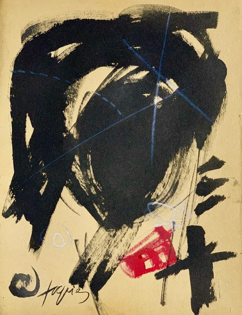 ANTONI TAPIES, Mixed Media on Paper (Attrib.): ANTONI TAPIES (1923-2012) Title: Untitled, Medium: Mixed Media on Paper, Date: c. 1990, Size: 12.25 x 9.50 in. w / C. of Attribution. Was a Spanish artist known for his mixed-media paintings that inco