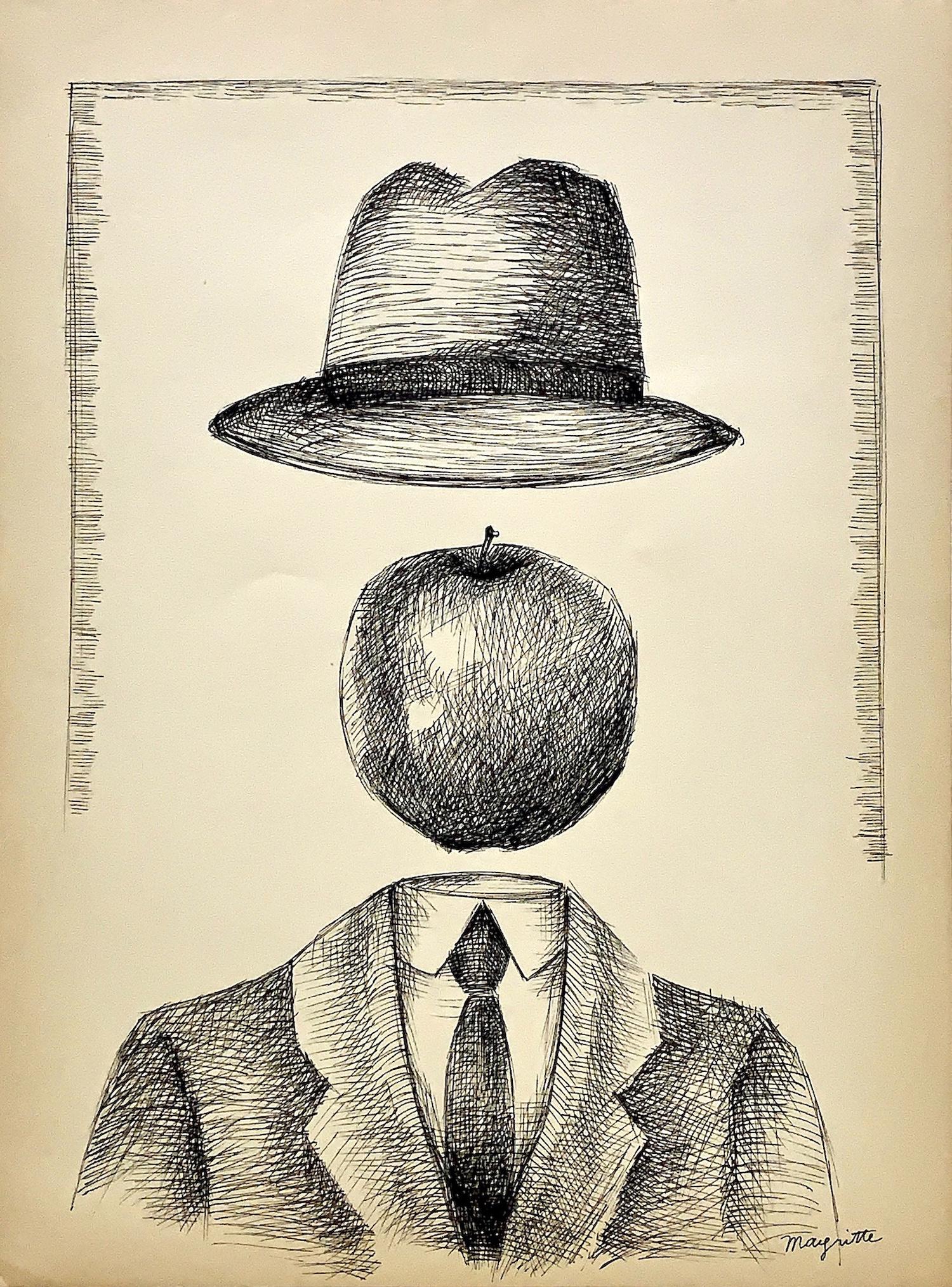 RENE MAGRITTE, Ink on Paper (Attrib): RENE MAGRITTE (1898-1967) Title: Untitled, Medium: Ink on Paper, Date: c. 1960-65, Size: 11.75 x 9 in. w / C. of Attribution. Was a Belgian artist and one of the most enduringly influential members of