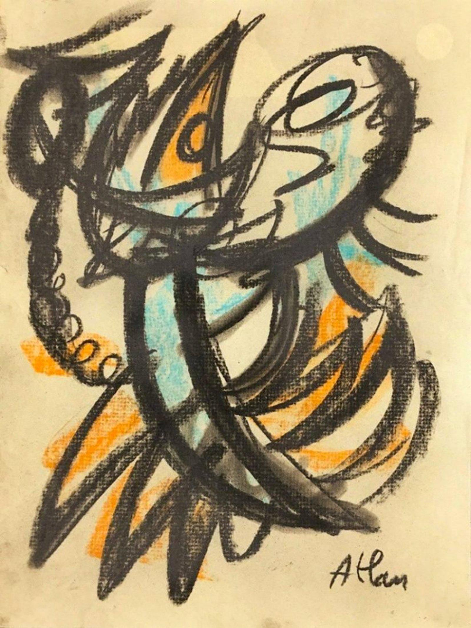 JEAN-MICHEL ATLAN, Pastel on Paper (Attrib): JEAN-MICHEL ATLAN (1913-1960) Title: Untitled, Medium: Pastel on Paper, Date: ca 1950, Size: 12.75 x 9.50 In. w / C. of Attribution. Was a self-taught artist associated with the Dutch-based avant-gard