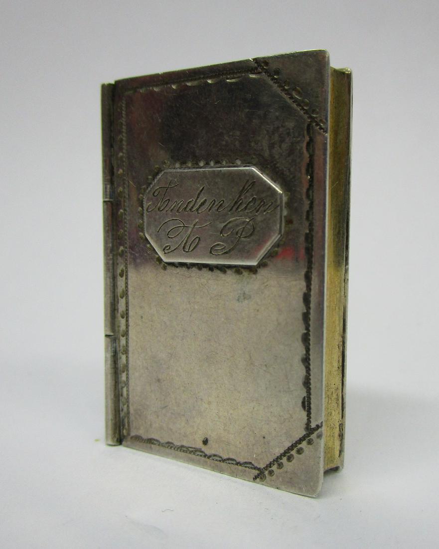C.1860 Sterling Silver Book Style Pill Box: Unmarked But Tested. Seems like an old custom piece. Very Cool Piece!