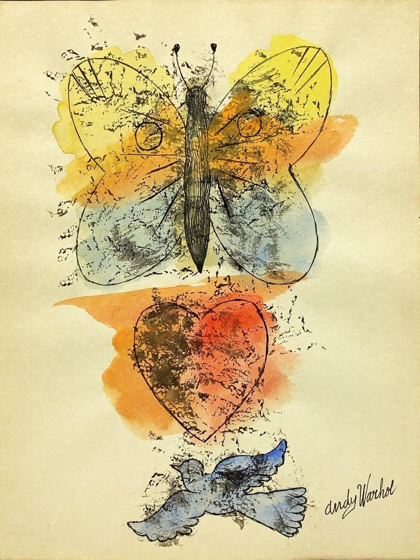 ANDY WARHOL, Gouache and Ink on Paper (Attrib): ANDY WARHOL (1928-1987) Title: Untitled, Medium: Gouache and Ink on paper, Date: ca. 1955-57, Size: 11" H x 8.50" W (in.) w/C. Attribution. Was a leading figure in the Pop Art movement. Like his conte