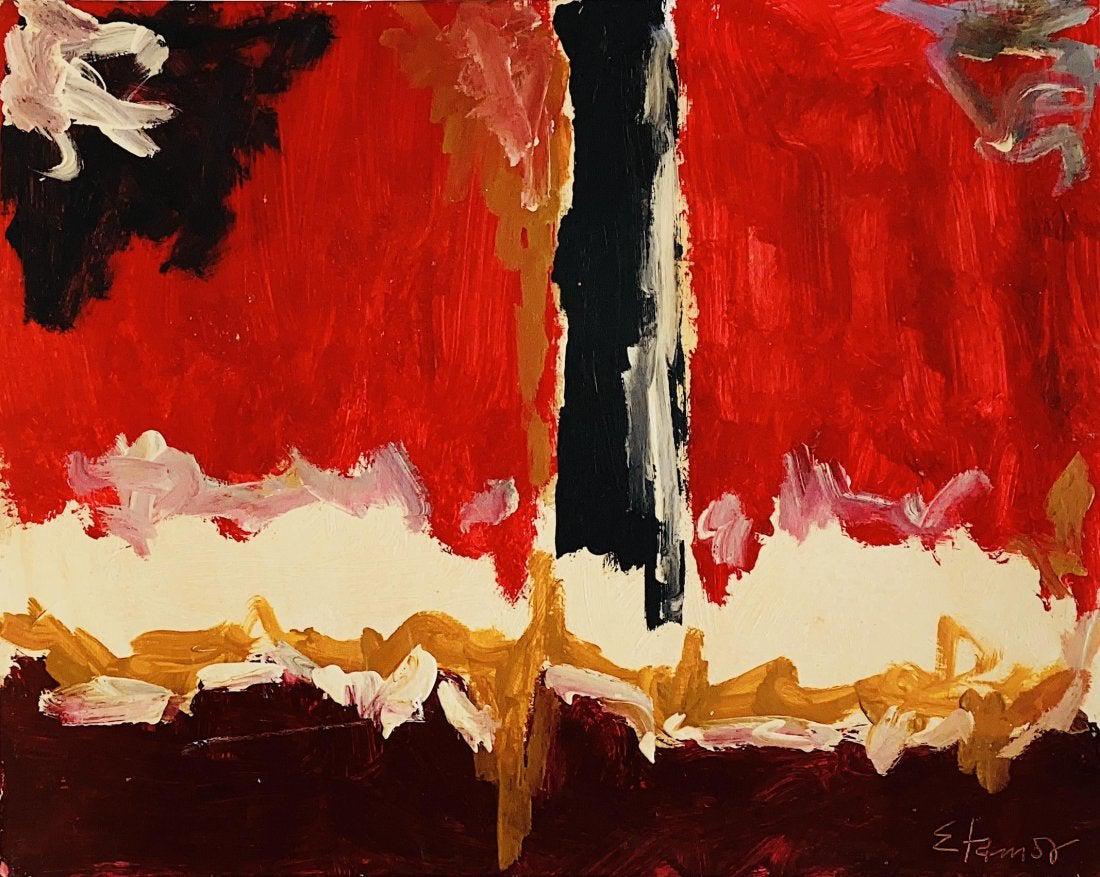 THEODOROS STAMOS, Oil on canvas (Attrib.): THEODOROS STAMOS (1922-1997) Title: Untitled, Medium: Acrylic on Cardboard, Size: 16" H x 20" W (in), Date: 1982. w / C. of Attribution. Was an American-Greek painter. He is best known for his large-s