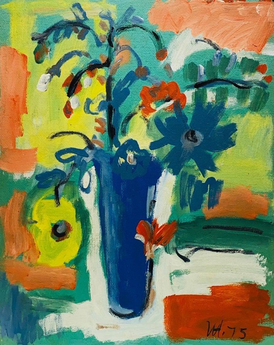 IVON HITCHENS, Oil on Cardboard (Attrib.): IVON HITCHENS (1893-1979) Title: Untitled, Medium: Oil on Cardboard, Size: 20" H x 16" W (in), Date: 1975. w/C. of Attribution. Was a British painter best known for his abstract, panoramic depictions