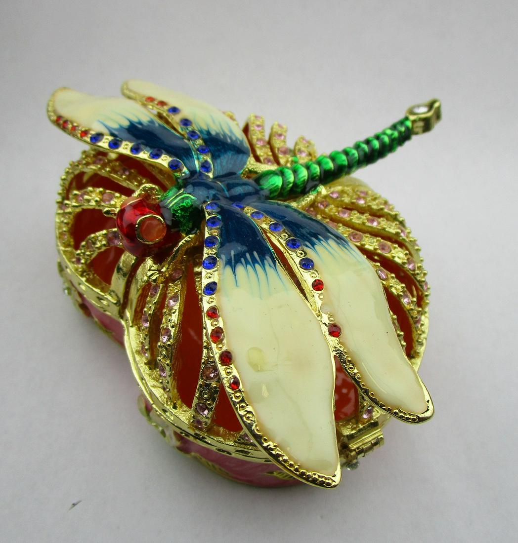 Enamel and Rhinestone Dragonfly Trinket Box: Enamel and Rhinestone Dragonfly Trinket Box