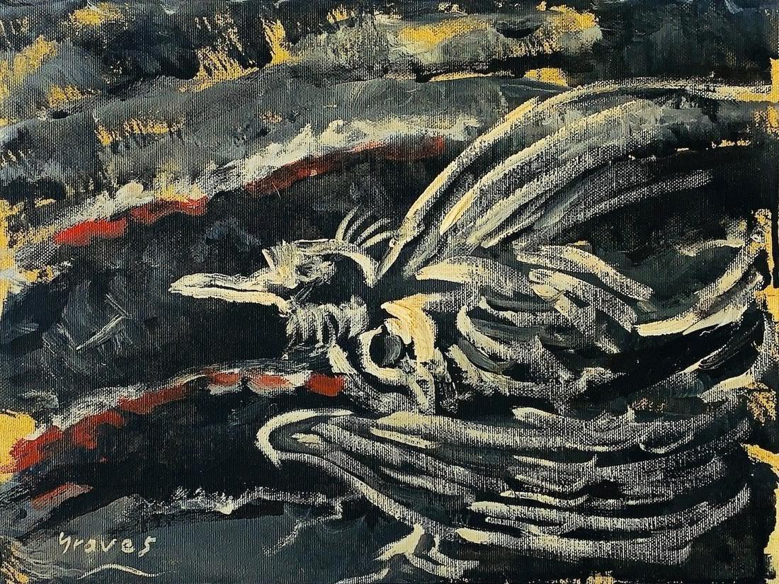 MORRIS GRAVES, Oil on Canvas (Attrib.): MORRIS GRAVES (1910-2001) Title: Untitled, Medium: Oil on Canvas, Size: 11" H x 14" W (in), Date: ca. 1958. w/C. of Attribution. Was a Modern American painter and member of the Northwest School of Vis