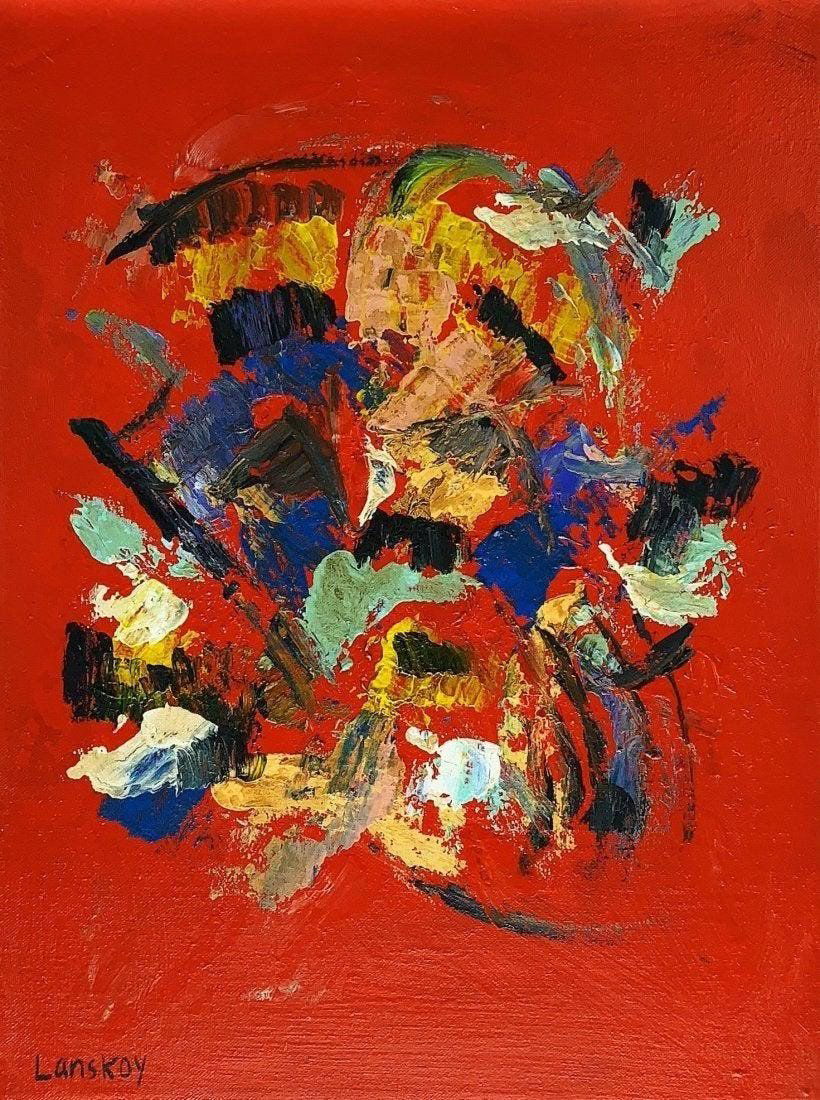 ANDRE LANSKOY, Oil on Canvas (Attrib): ANDRE LANSKOY (1902-1976) Title: Untitled (Composition), Medium: Oil on Canvas, Date: ca. 1970, Size: 16" H x 12" W (in). w/C. of Attribution. Is associated with the post-war school of Tachism (lyrica