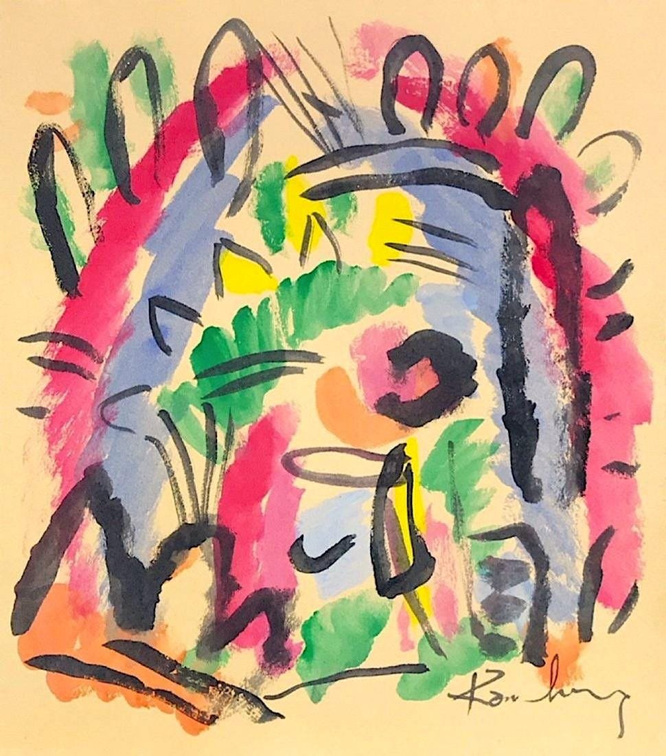 WASSILY KANDINSKY, Watercolor on Paper (Attrib.): WASSILY KANDINSKY (1866-1944) Title: Untitled, Medium: Watercolor on Paper, Size: 10 H x 9 W in, Date: ca. 1913-20. w/C. of Attribution. Was a Russian artist whose vibrant abstract paintings pioneered