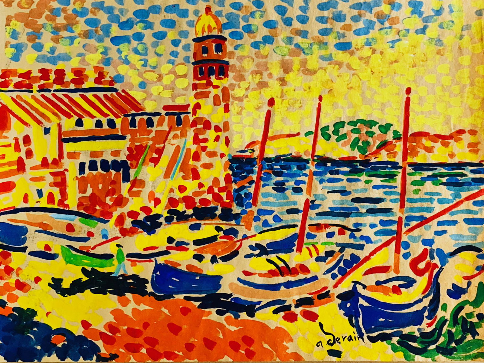 ANDRE DERAIN, Watercolor on Paper: ANDRE DERAIN (1880-1954) Title: Untitled, Medium: Watercolor on Paper, Date: ca. 1920, Size: 8.75" H x 12" W (in). w/C. of Attribution. Was a French painter who, along with Henri Matisse, co-founded t