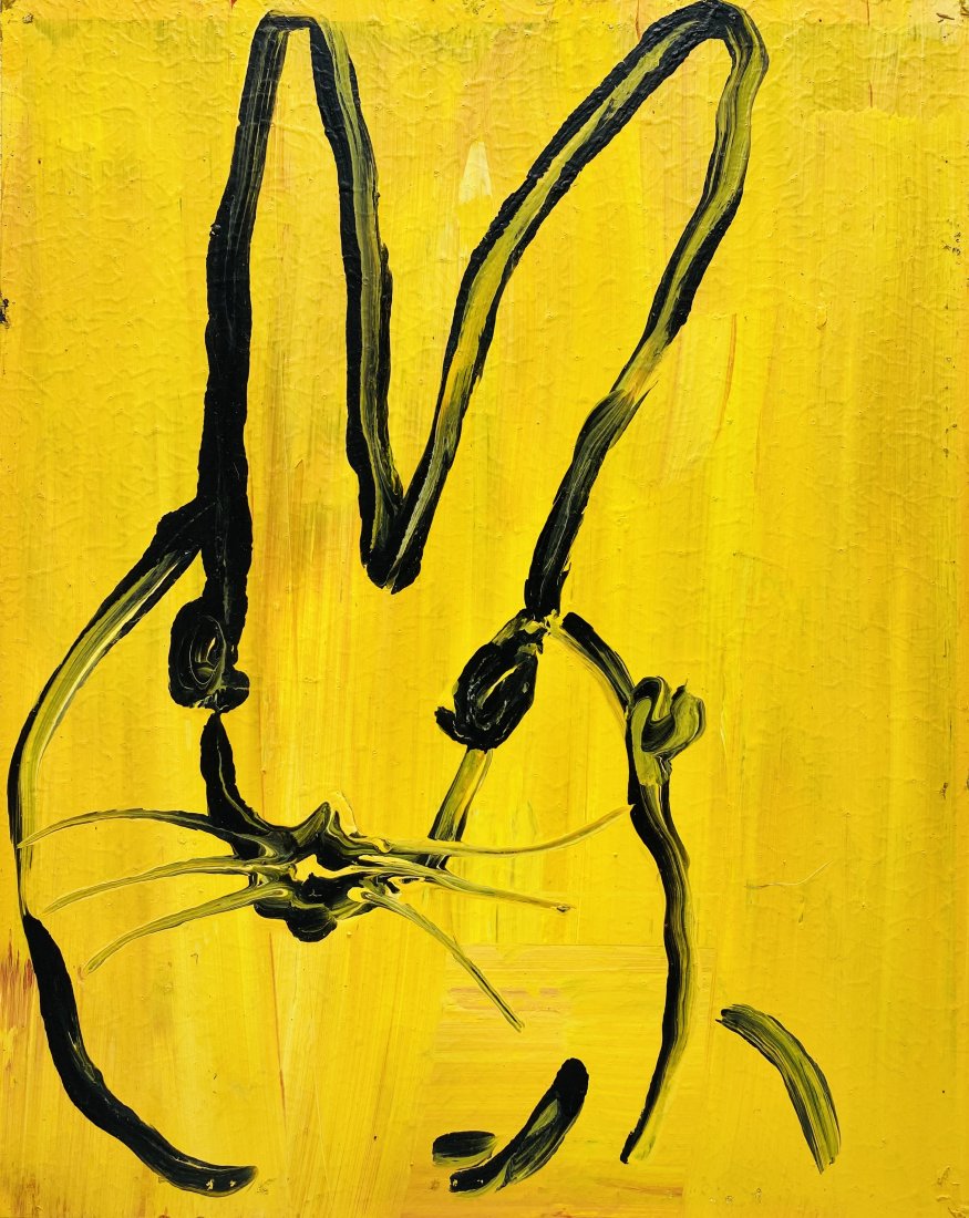 HUNT SLONEM, Oil on Board (Attrib.): HUNT SLONEM (American, born. 1951) Title: Untitled (Single Bunny), Medium: Oil on Board, Size: 10" H x 8" W (inches), Date: 2008. w/C. of Attribution. Is an American painter whose work uniquely combin