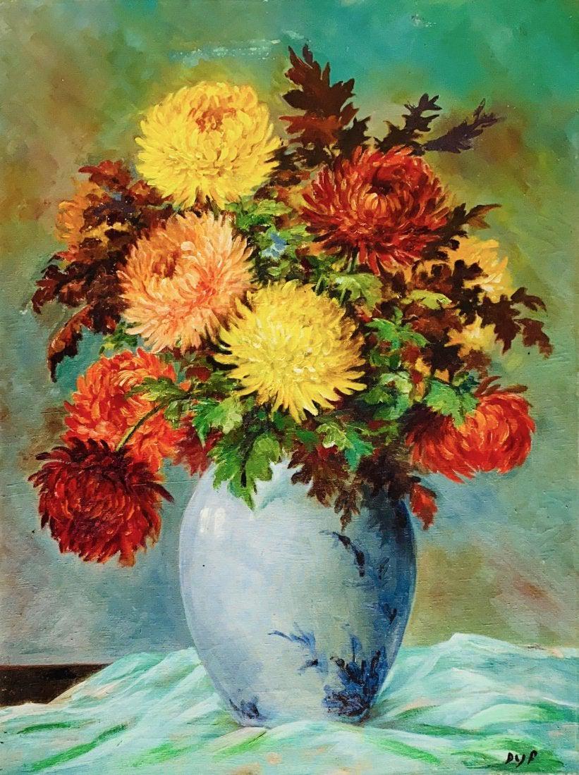 MARCEL Dyf, Oil on Canvas (Attrib.): MARCEL Dyf (1899-1985) Title: Untitled (Fleurs), Medium: Oil on Canvas, Size: 29" H x 22" W (inches), Date: ca 1970-72. w/C. of Attribution. Was a French artist known for his delicate Impressionist la
