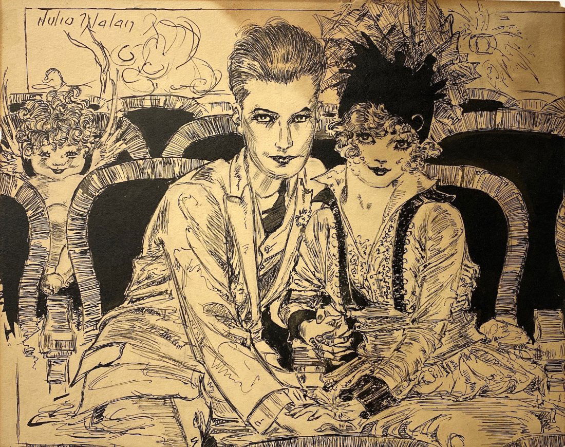 JULIO GALAN, Ink on Cardboard: JULIO GALAN (1958-2006) Title: Untitled, Medium: Ink on Cardboard, Date: ca. Undated, Size: 8" H x 10" W (inches). w / C. of Attribution. Was a Mexican painter known for his Neo-Expressionist works fi