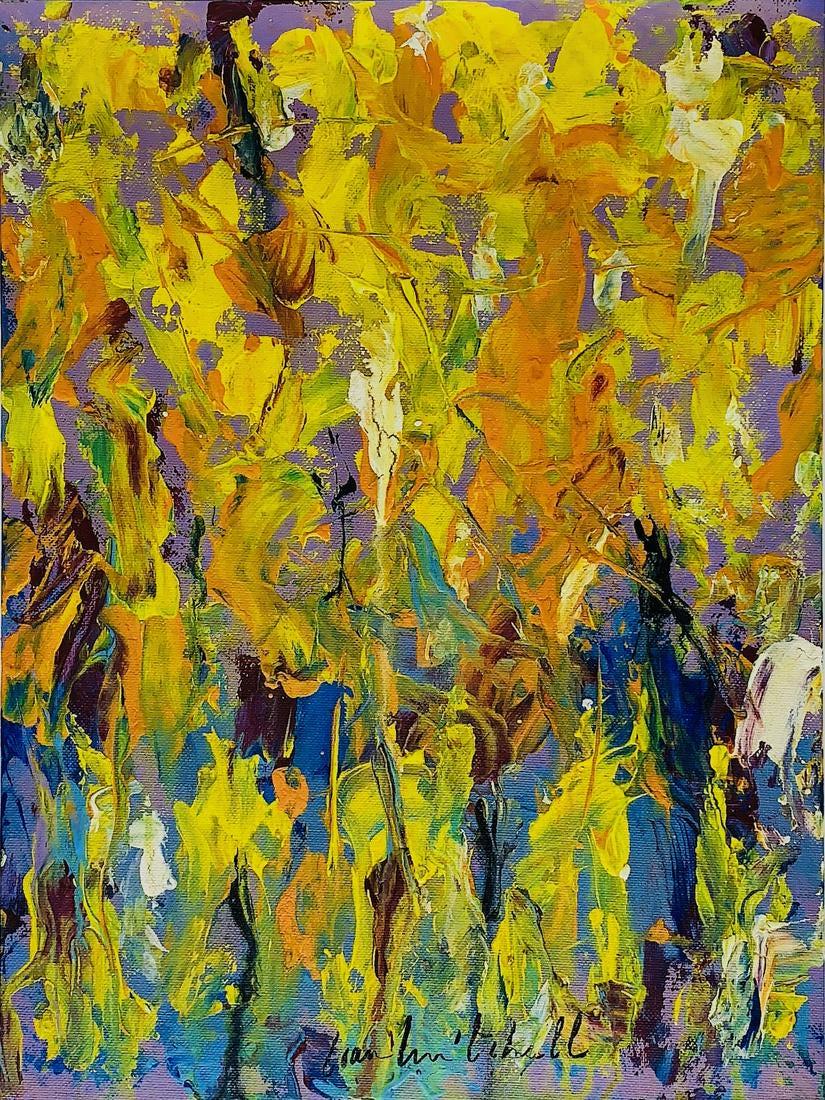 JOAN MITCHELL, Oil on canvas panel (Attrib): JOAN MITCHELL (1925-1992) Title: Untitled (The great Valley), Medium: Oil on canvas panel, Size: 16" x 12" (in), Date: c. 1983. w / C. of Attribution. Was a leading American Abstract Expressionist pai