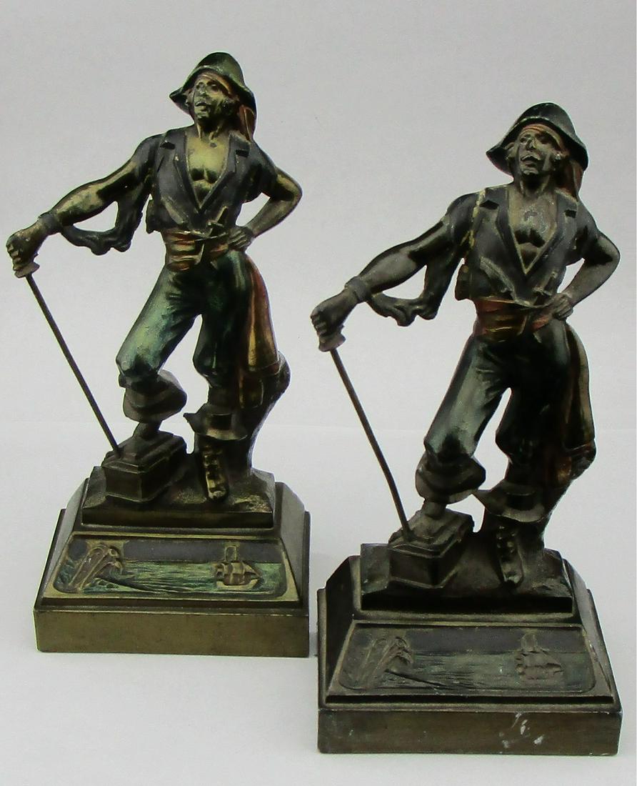 Lot of Paul Herzel Spanish style Bookends.: Lot of Paul Herzel Spanish style Bookends. Approx 7.5'' tall